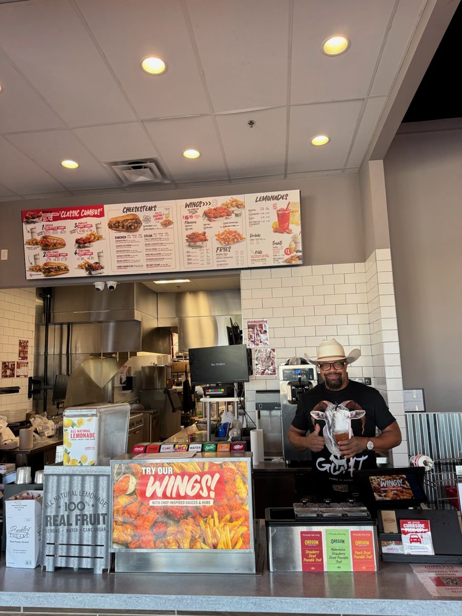 Finished Charleys front counter and menu boards during the final walkthrough