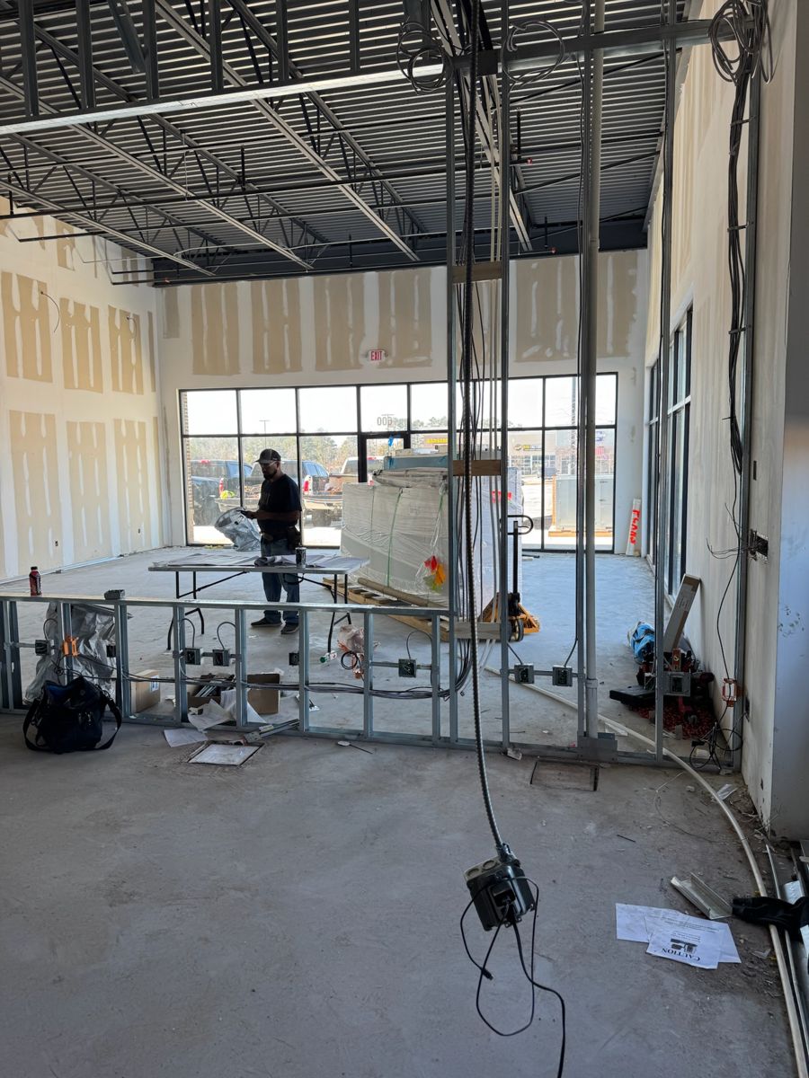Electrical rough-in at the counter wall